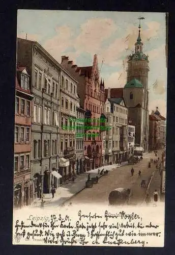 132545 Ansichtskarte Leipzig 1901 Nicolaistraße coloriert Hotel Kirche