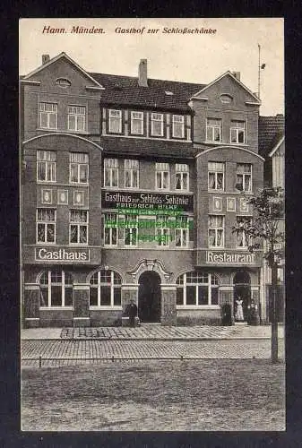 127993 AK Hann. Münden Gasthof zur Schloßschänke Fr. Hilke Restaurant um 1915