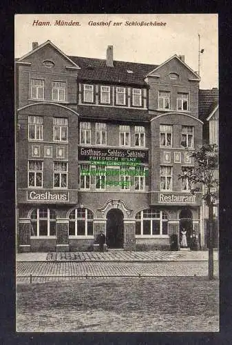 127993 Ansichtskarte Hann. Münden Gasthof zur Schloßschänke Fr. Hilke Restaurant um 1915
