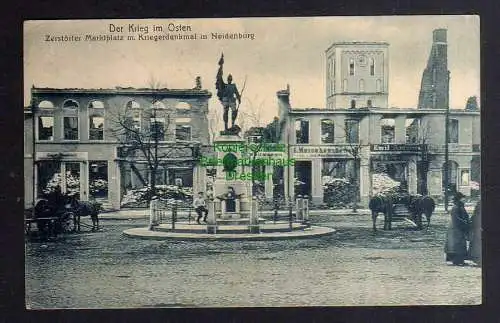 127824 Ansichtskarte Ostpreußen Marktplatz in Neidenburg 1915 Der Krieg im Osten