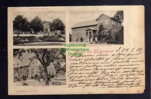 127909 Ansichtskarte Wakendorf Hiels Borstelmanns Warenhaus Harms Gasthof 1901