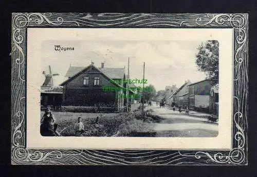 125618 Ansichtskarte Vojens Woyens Schlesvig 1920 Windmühle Mole Dorfstraße