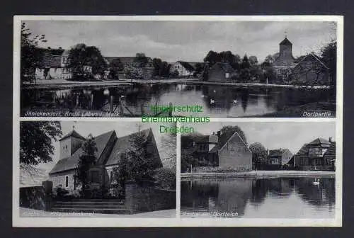 125640 AK Jänickendorf Nuthe-Urstromtal um 1935 Kr. Lebus Mark Kirche Dorfteich