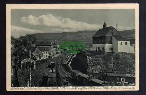 125339 Ansichtskarte Schneeberg Neustädtel um 1925 Bahnhof Bergwerk weißer Hirsch und Glees