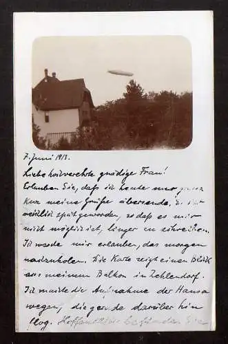 125489 Ansichtskarte Berlin Zehlendorf Fotokarte Zeppelin Luftschiff