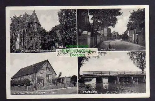 125135 Ansichtskarte Wedringen Haldensleben 1942 Kirche Dorfstraße Geschäftshaus Hermann Lu