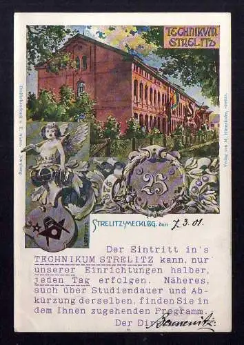 125485 Ansichtskarte Strehlitz i. Mecklbg. Technikum 1901