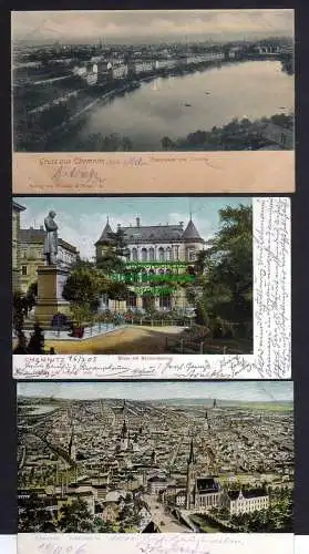 121575 3 Ansichtskarte Chemnitz 1906 Totalansicht Börse Beckerdenkmal 1903