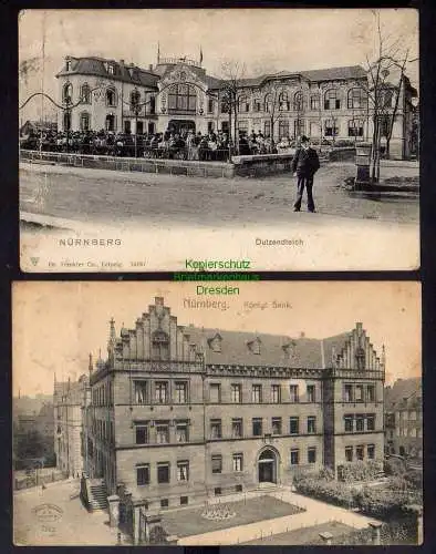 121896 2 Ansichtskarte Nürnberg Dutzendteich 1909 Königliche Bank