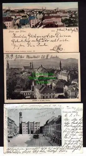 119567 3 AK Zittau Total 1903 von der kath. Kirche 1927 Marktplatz 1907