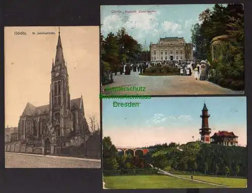 119524 3 Ansichtskarte Görlitz Stadthalle Konzertgarten 1911 Weinberghaus 1917 St. Jakobusk