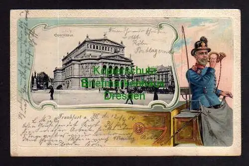 119599 Ansichtskarte Frankfurt a. M. 1904 Opernhaus Passepartout auf Postkutsche geprägt