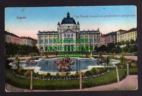 119517 Ansichtskarte Zagreb Agram Kroatien 1917 roter Zensur Stempel Zagreb  zensuriert 3