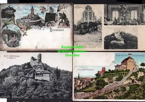 118269 4 Ansichtskarte Rothenburg Thüringen Burgruine bei Steinthaleben Kyffhäuser Litho um