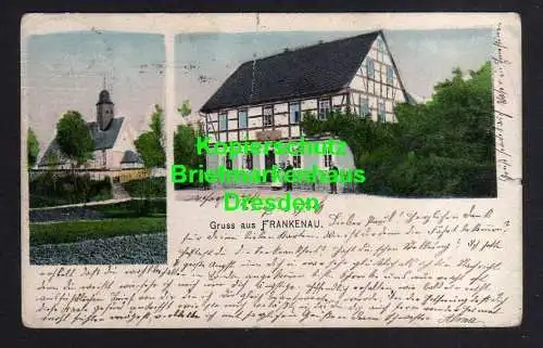 118778 Ansichtskarte Frankenau Mittweida 1908 Kirche Restauration Gasthof