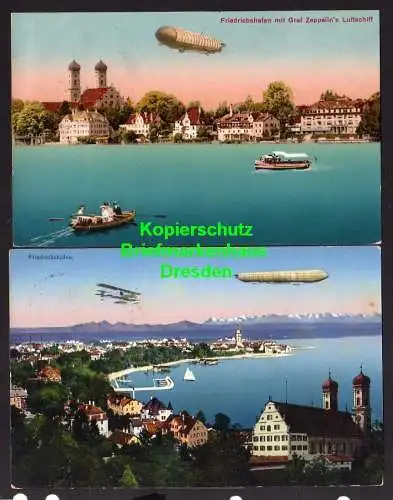118900 2 Ansichtskarte Friedrichshafen Graf Zeppelin Luftschiff 1912 1915
