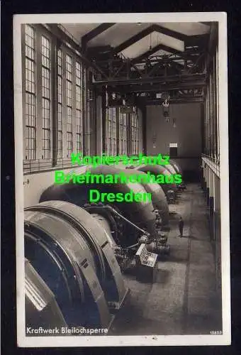 118265 Ansichtskarte Bleilochtalsperre Kraftwerk Turbinenhalle Fotokarte um 1935