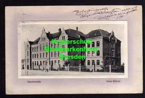 118258 Ansichtskarte Zeulenroda Neue Schule 1914