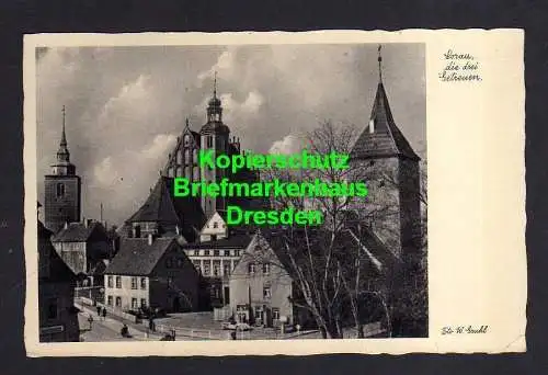 114217 Ansichtskarte Sorau Zary Schlesien 1940 die drei Getreuen Kirchen Feldpost