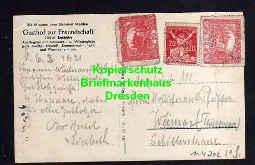 114202 AK Moldau in Böhmen 1921 Gasthof zur Freundschaft