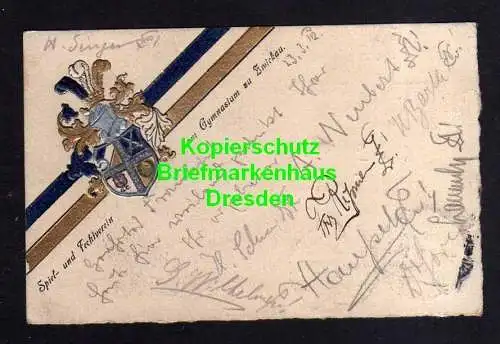 114452 Ansichtskarte Studentika Zwickau 1912 Spiel- und Fechtverein am Gymnasium