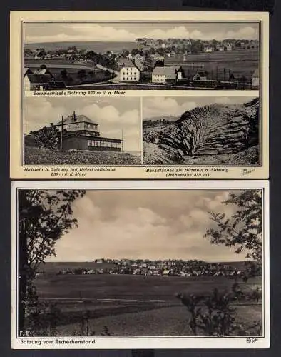 110156 2 Ansichtskarte Hirtstein bei Satzung um 1925 Unterkunftshaus Gasthaus Basaltfächer