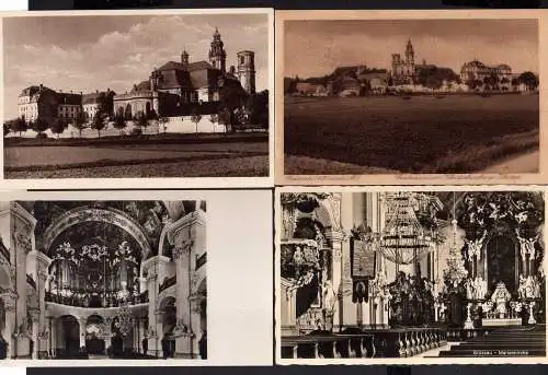 110524 7 AK Grüssau Schlesien 1928 Fotokarte Klosterkirche Innenansichten