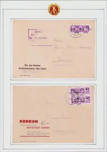 B16016 DDR ZKD 2x Brief B 15 8006 Gräfenhainichen 2x B 10 8007 Hettstedt 1957