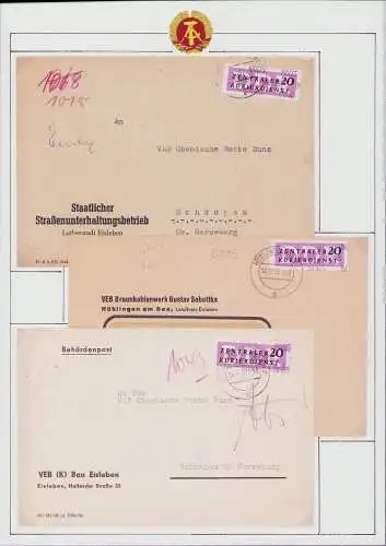 B16015 DDR ZKD 3x Brief B 11 8005 violett Lutherstadt Eisleben 15 8005 schwarz