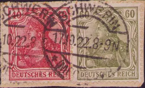 3475 DR Zdr. Zusammendruck Germania W 17 gestempelt Schwerin