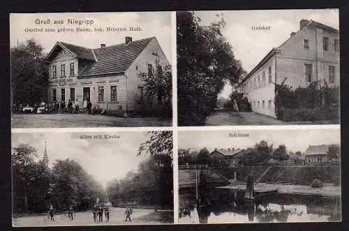 74717 AK Niegripp bei Burg Magdeburg Gasthof zum grünen Baum Gutshof Schleuse
