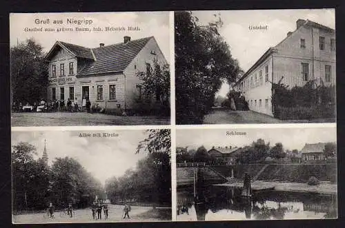 74717 Ansichtskarte Niegripp bei Burg Magdeburg Gasthof zum grünen Baum Gutshof Schleuse