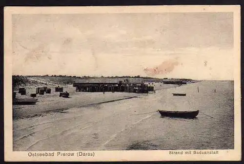 62492 Ansichtskarte Ostseebad Prerow Darss Strand mit Badeanstalt 1925