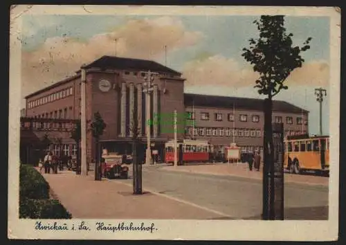 51903 Ansichtskarte Zwickau i. Sa. Hauptbahnhof 1952