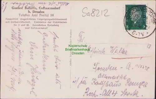 157798 AK Coßmannsdorf Freital Hainsberg 1929 bei Dresden Gasthof Ballsäle