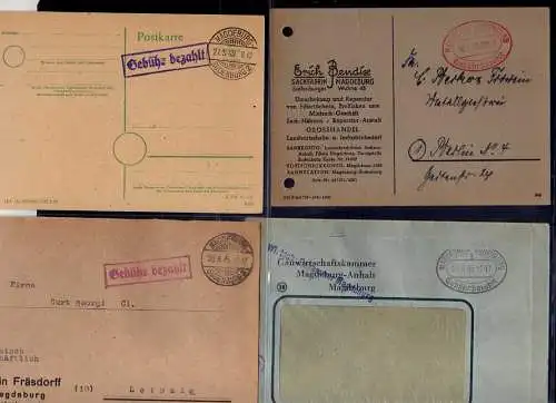 B568 21x SBZ Brief Karte Sammlung Gebühr bezahlt 1945 1948 Magdeburg Sudenburg B
