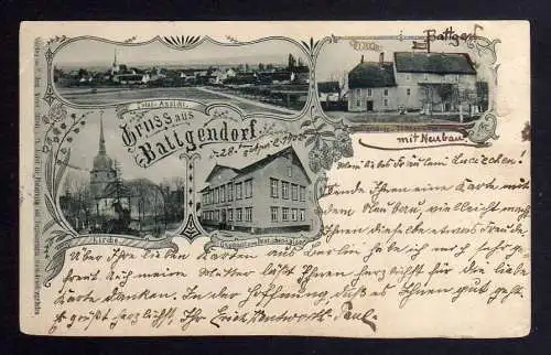 117753 Ansichtskarte Battgendorf bei Kölleda 1902 Kirche Gasthaus zum Deutschen Kaiser Guts