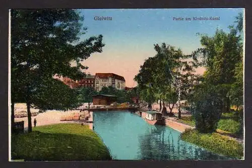 100935 AK Gliwice Gleiwitz Partie am Klodnitz Kanal um 1920