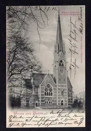 100655 Ansichtskarte Berlin Kaiser Friedrich Gedächtnis Kirche 1902 Vollbild Verl. Goldiner