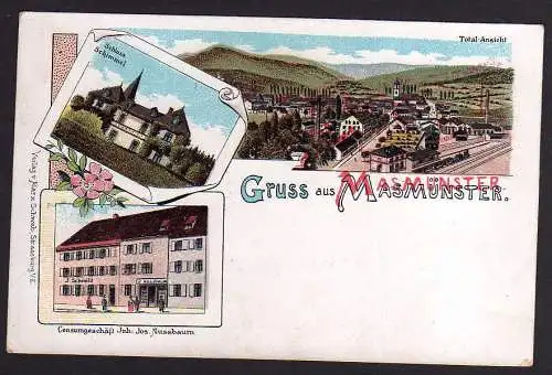81767 AK Masevaux Masmünster um 1900 Schloss Schimmel Consumgeschäft Nussbaum