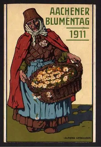 81922 AK Aachen Aachner Blumentag 1911 Künstlerkarte A. Letailleur