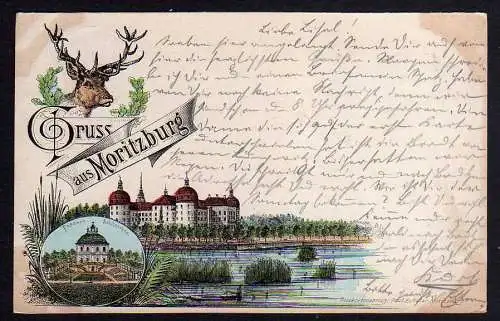 82073 AK Schloss Moritzburg 1898 Hirsch Verlag Schulze Fasanen Schlösschen