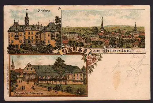 70102 AK Dittersbach 1903 Erbgericht Schloss Litho