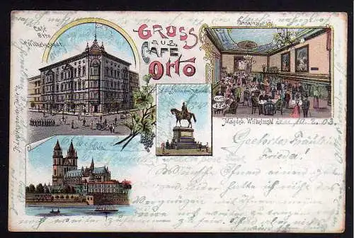 69911 Ansichtskarte Magdeburg Wilhelmstadt Cafe Otto Litho 1903