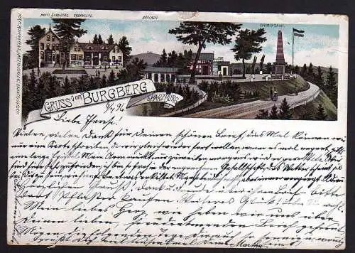 70284 Harzburg Litho Burgberg Hotel Canossasäule 1896