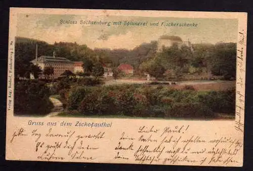 70320 Ansichtskarte Schloss Sachsenburg 1901 Spinnerei Gasthaus