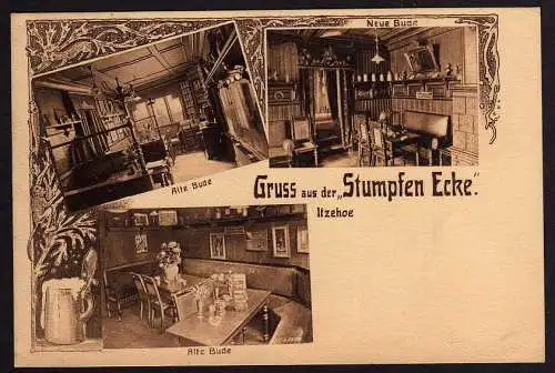 65223 Ansichtskarte Itzehoe Gasthaus Stumpfe Ecke Alte Bude 1917