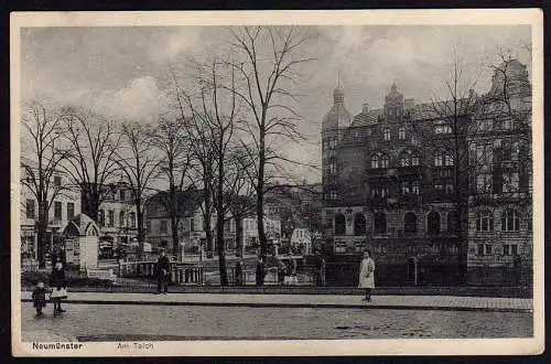 65222 Ansichtskarte Neumünster Am Teich Geschätshaus Wohnhaus 1916