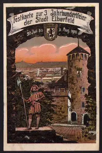 65203 AK Festkarte 3 Jahrhundertfeier Elberfeld 1910