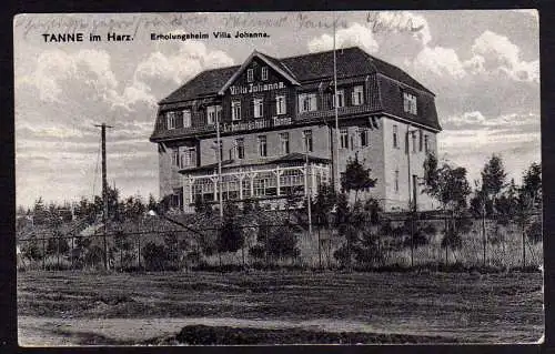 65334 Ansichtskarte Tanne Harz Erholungsheim Villa Johanna 1921